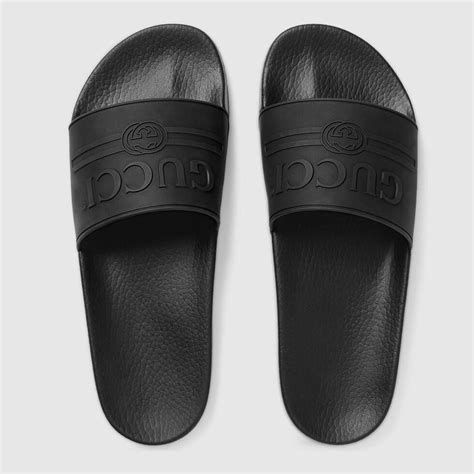 fake logo slide sandal gucci black|gucci slides authenticity.